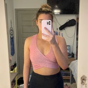 COPY - SHEIN Sparkly Pink Wrap Top